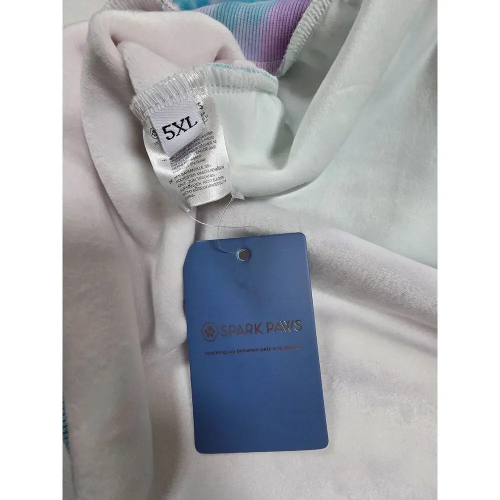 Spark Paws Dog Hoodie 5XL Pastel Tie Dye Plush Fleece Pet Sweatshirt NWT